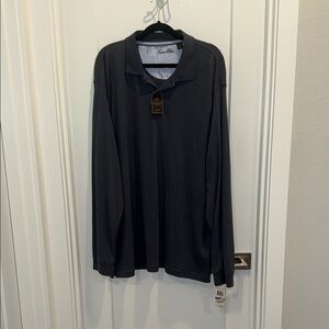 Tasso Elba Charcoal Long Sleeve Polo Shirt